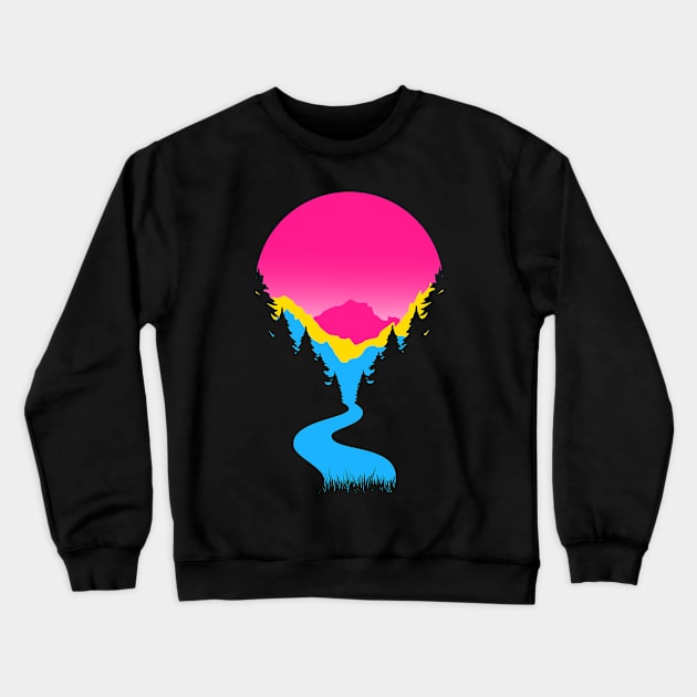 pansexual Pan Art Pride Sunset Crewneck Sweatshirt by Pridish